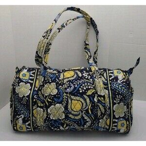 Vera Bradley Duffle Bag Retired Ellie Blue Pattern Travel Tote Duffle Bag 18"